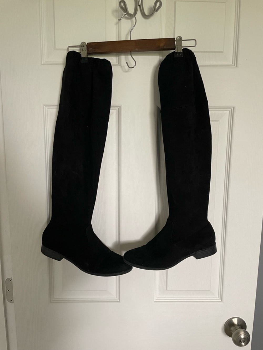 Classic Black & Tan Over-the-Knee Suede Boots